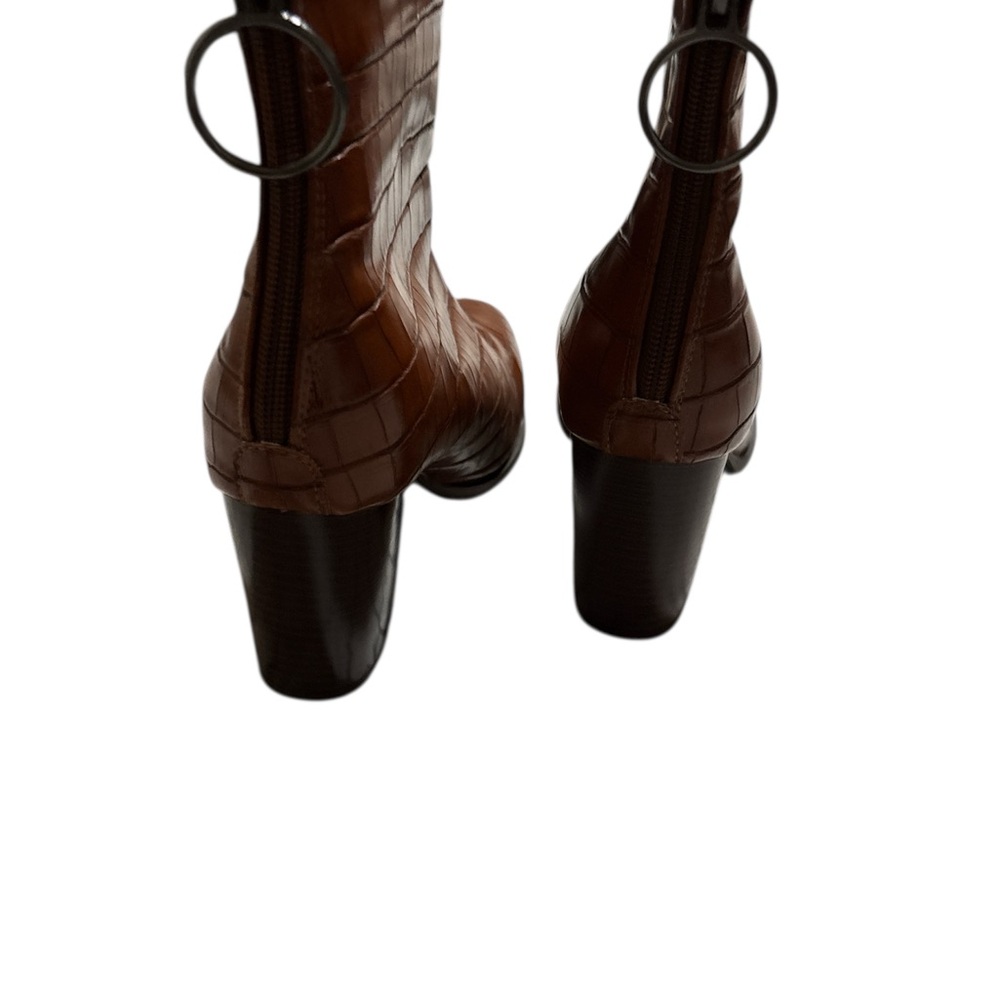 Chic‎ Brown Croc-Embossed Ankle Boots - Picture 4 of 5